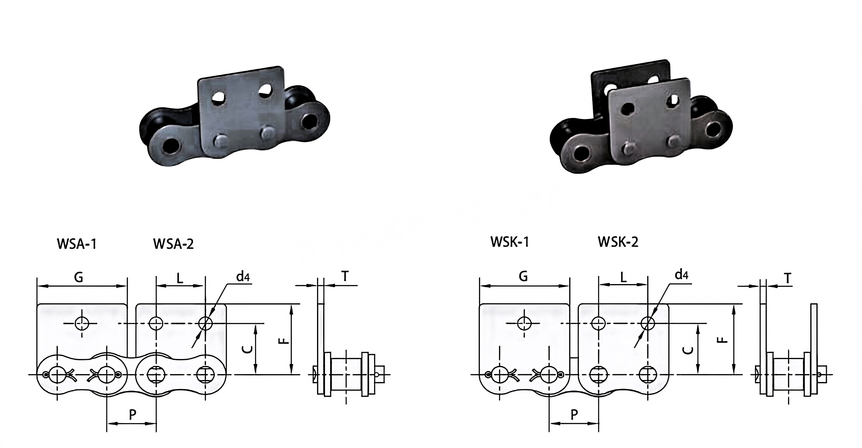Short Pitch Conveyor Chain Attachments WSA-1 WSA-2 WSK-1 WSK-2