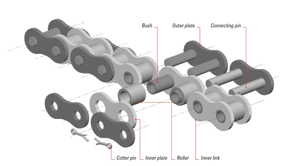 24B-U1F5SS Stainless Steel Conveyor Chains With U1 Profile Attachment