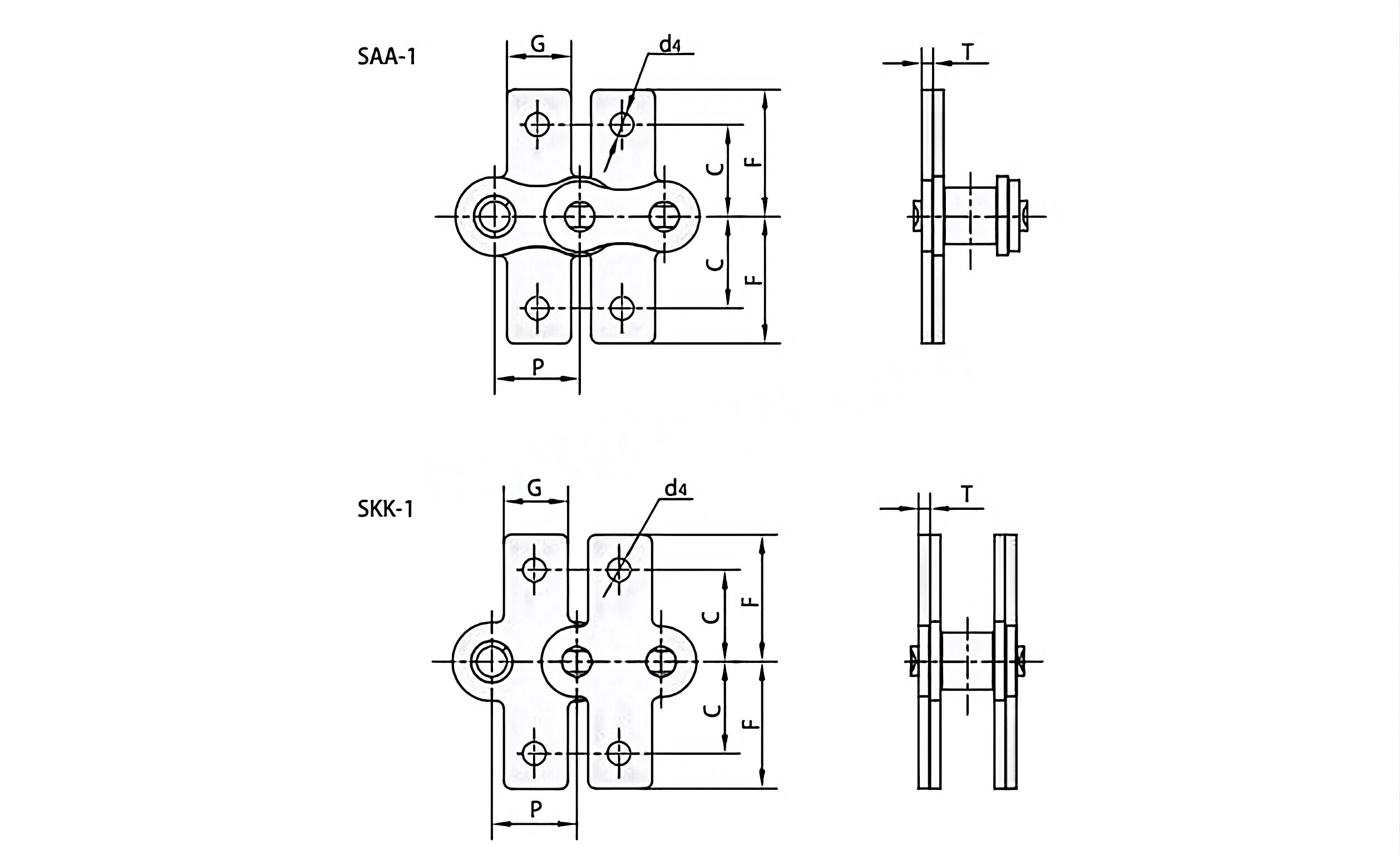 Short Pitch Conveyor Chain Attachments SAA-1 SKK-1