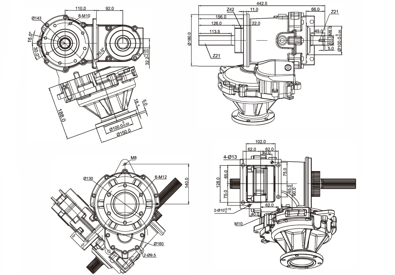 Silage Machine Gearbox RDF-QZ-WRXL for German Champion Four Disc (Type 3500)