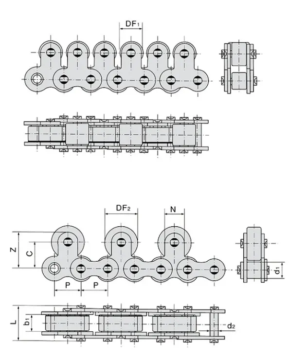 80SSTR Single Strand Stainless Steel Conveyor Chains with Top Rollers