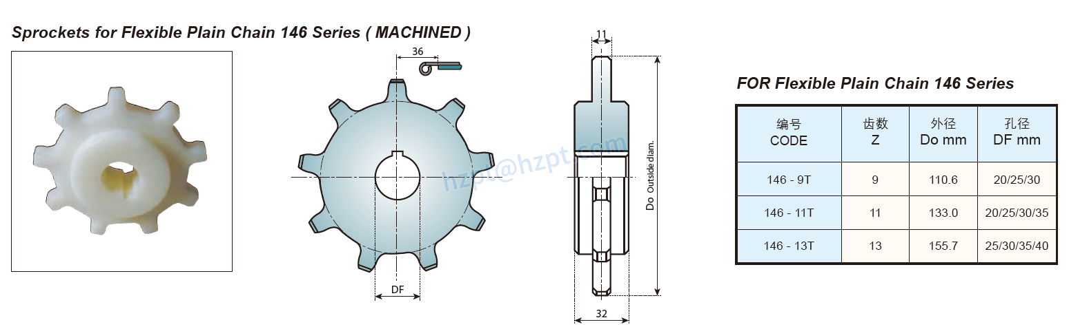 Sprockets & Idler Wheels for Chain 820mini N826-R150 and for Flexible Plain Chain 83/103/140/146 Series