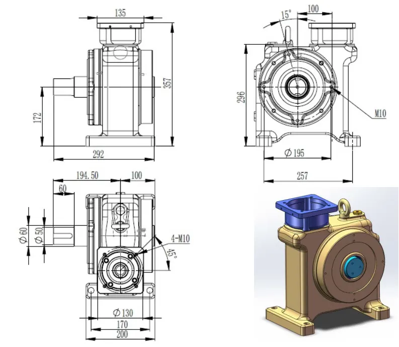 SRV130 Worm Gear Reducer for Heavy-duty Equipment