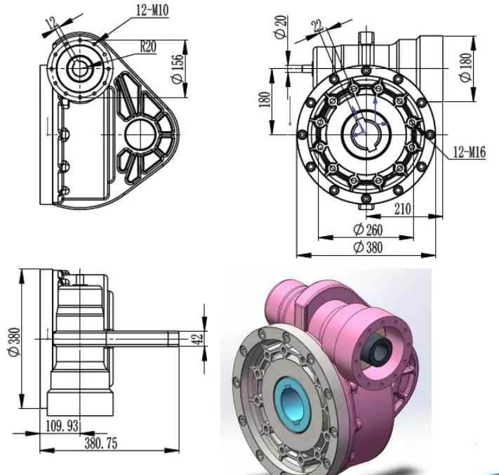 SRV180 Worm Gear Reducer for Military Industry Heavy-duty Equipment