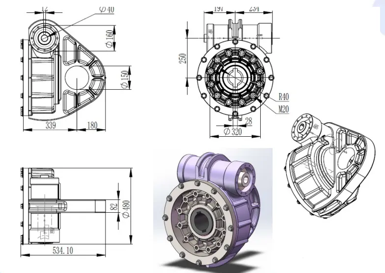 SRV250 Worm Gear Reducer for Military Industry Heavy-duty Equipment