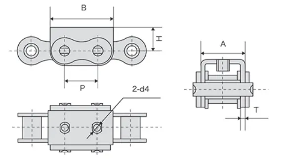 24B-U1F5SS Stainless Steel Conveyor Chains With U1 Profile Attachment
