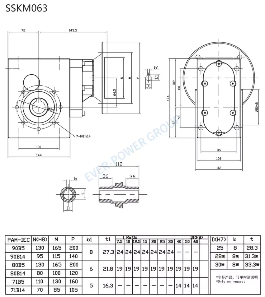 RDF-SSKM63 Stainless Steel Helical Hypoid Reducer