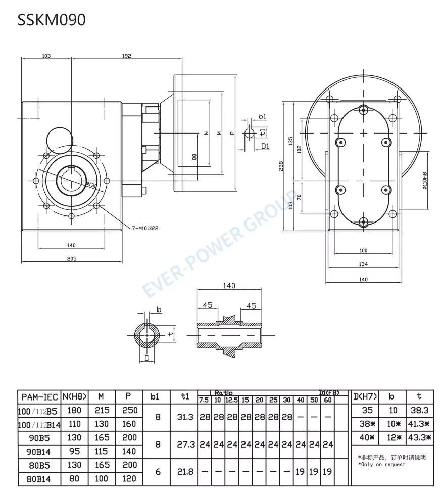 RDF-SSKM90 Stainless Steel Helical Hypoid Reducer