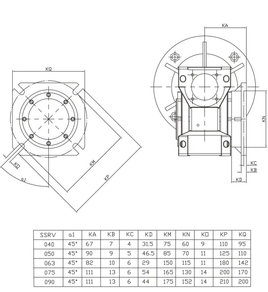 RDF-SSRV090 Stainless Steel Worm Gearbox