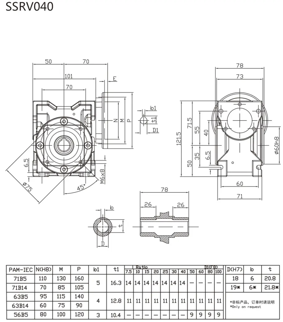 RDF-SSRV040 Stainless Steel Worm Gearbox