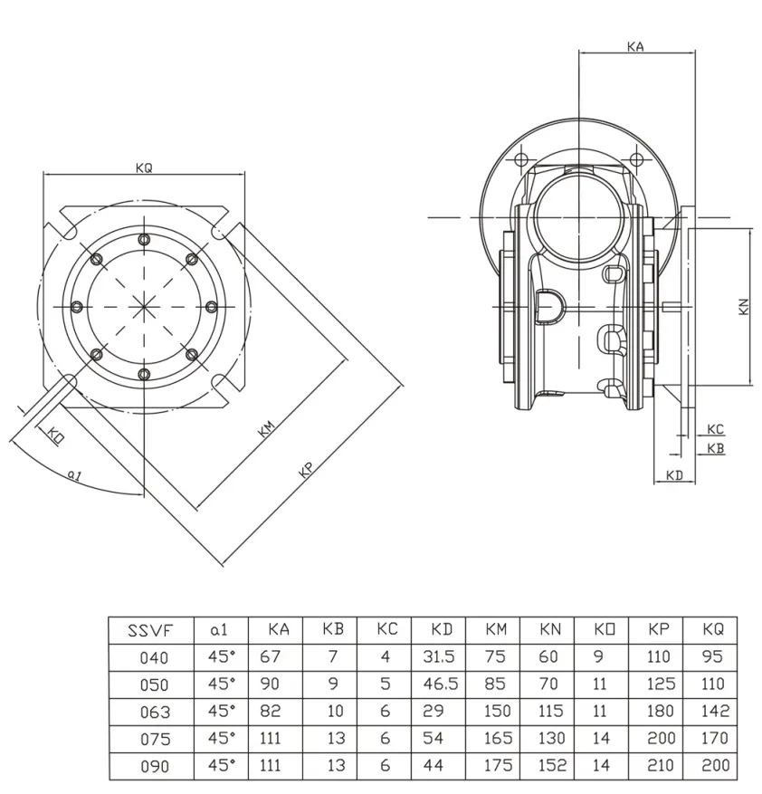 RDF-SSVF50 Stainless Steel Reduction Gearbox