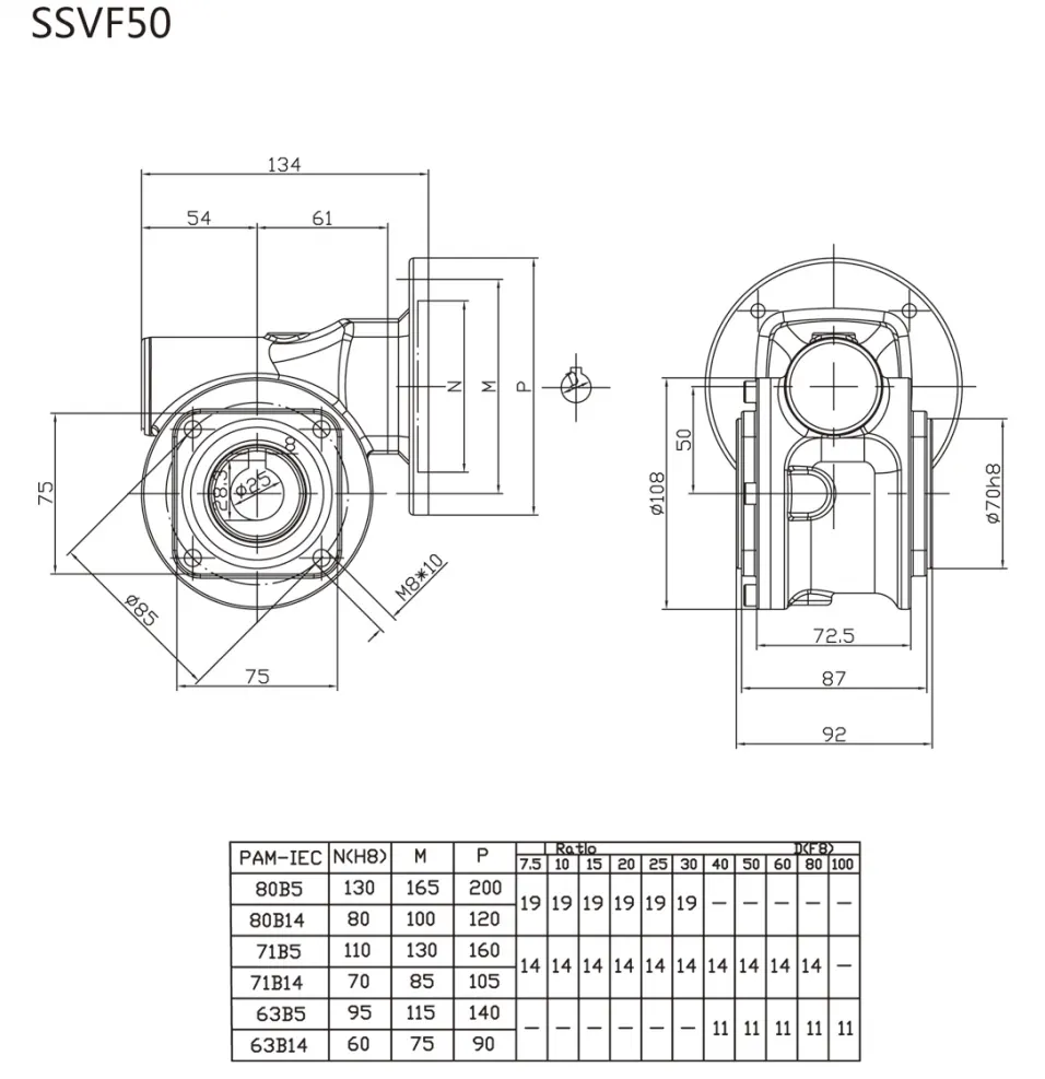 RDF-SSVF50 Stainless Steel Reduction Gearbox