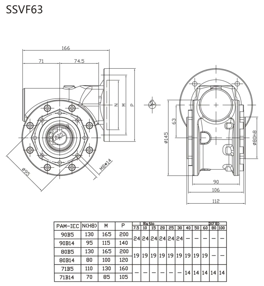 RDF-SSVF63 Stainless Steel Reduction Gearbox