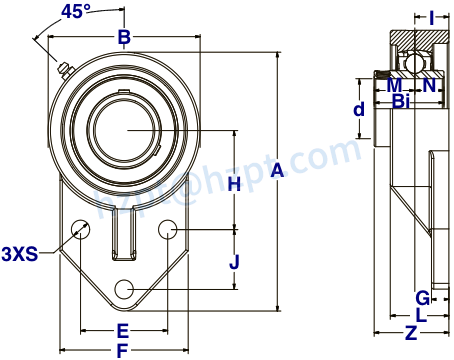 Stainless Steel 3-Bolt Flange Bearings