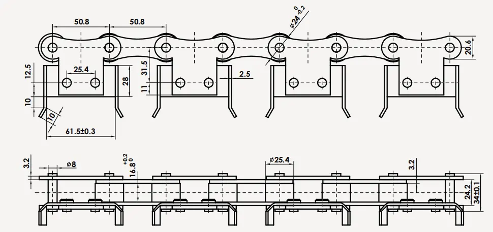Stainless Steel 304/316 Freezer Chain P50.8FTC16.8-H