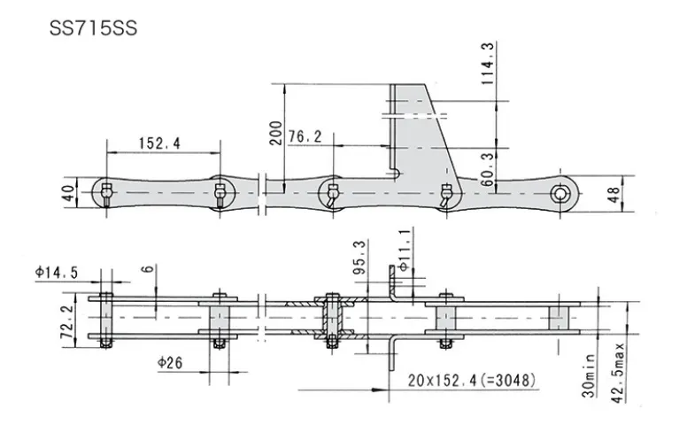 Stainless Steel Environment Wastewater Chain for Sewage Treatment SS715SS