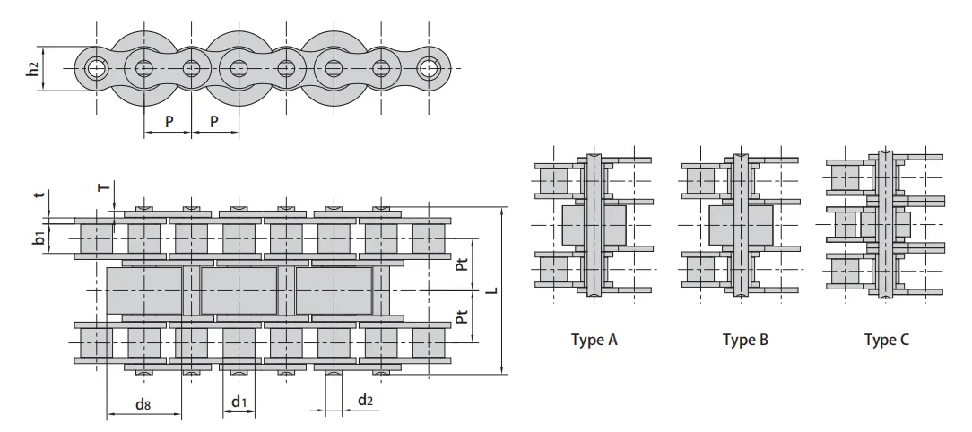 08BSF6-3-45-C20SS Stainless Steel Conveyor Chain with Special Rollers