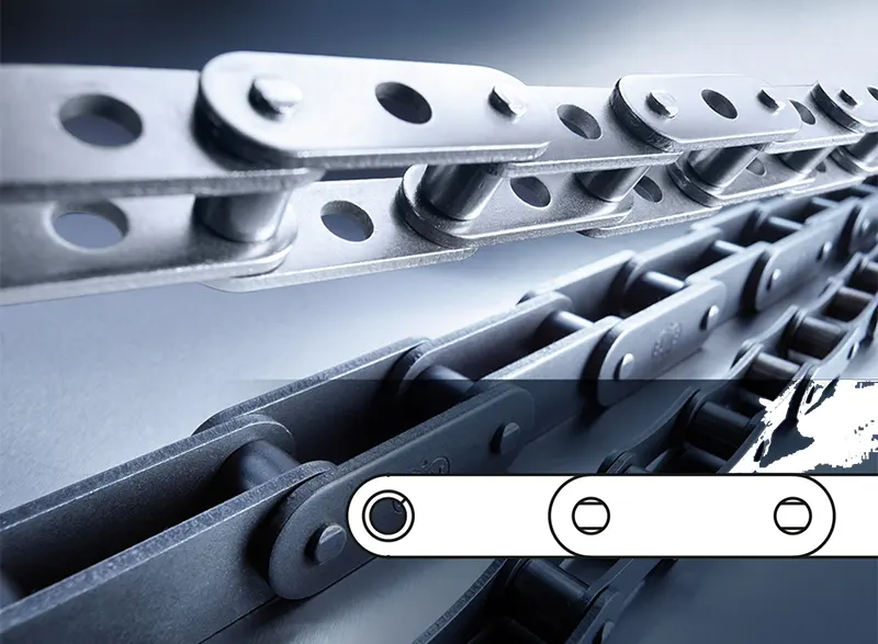 C212AHSS/C2060HSS Stainless Steel Double Pitch Chain with Hole in the Middle of Plate GK1 Attachment