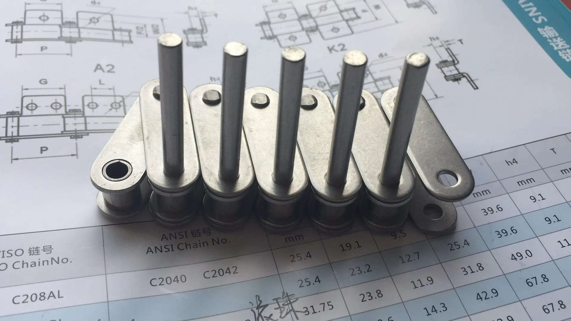 Stainless Steel Double Pitch Conveyor Chains with Extended Pins