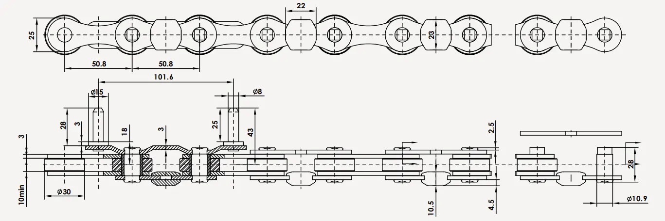 Stainless Steel Freezing Chain P50.8FTC10-F