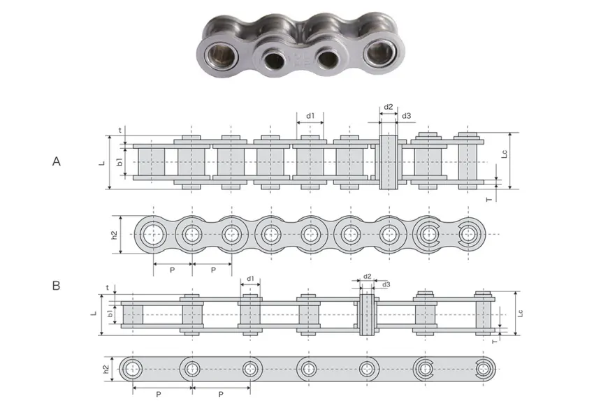 08BHPFSS Stainless Steel Hollow Pin Chain