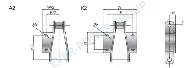 SSWR132 Stainless Steel Welded Offset Chain with A2 K2 Attachment