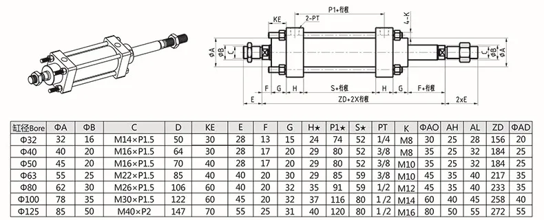 MOB Type Light Rod Hydraulic Cylinder