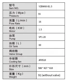 1.5KW With Cooling Fan Standard Hydraulic Power Unit Pack