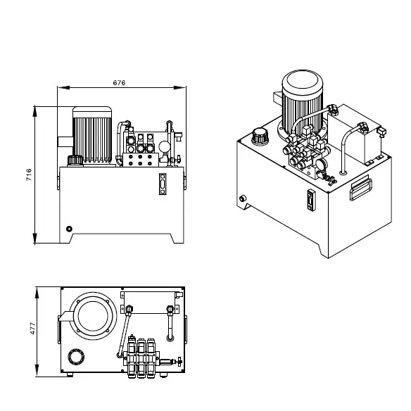 3KW With Cooling Fan Standard Hydraulic Power Unit Pack