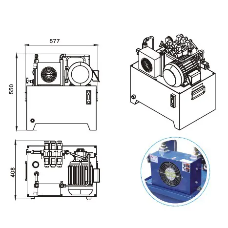 0.75KW With Cooling Fan Standard Hydraulic Power Unit Pack