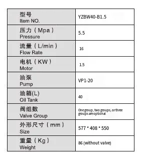 1.5KW Without Cooling Fan Standard Hydraulic Power Unit Pack