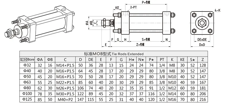 MOB Type Light Rod Hydraulic Cylinder