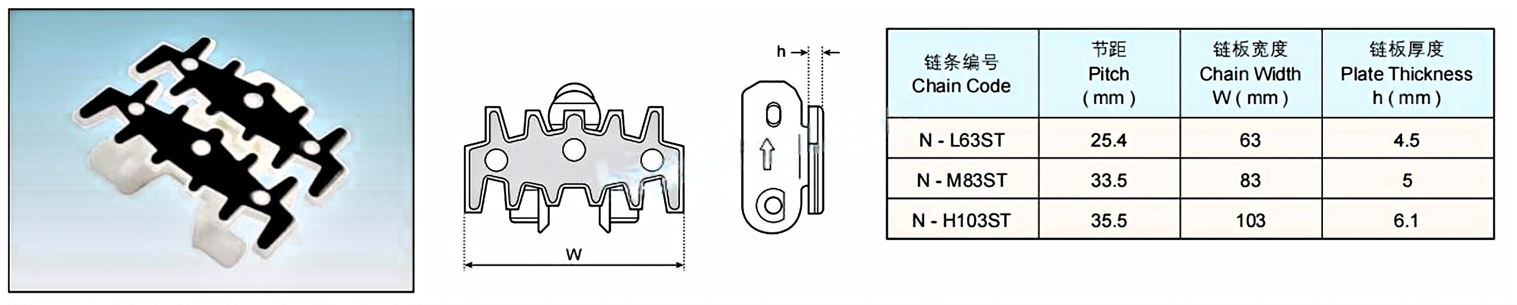 Plastic Flexible Chains  Plain Chain Cleat Chain