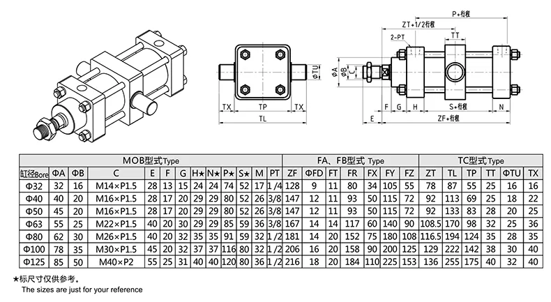 TC Middle Trunnion Type Light Rod Hydraulic Cylinder