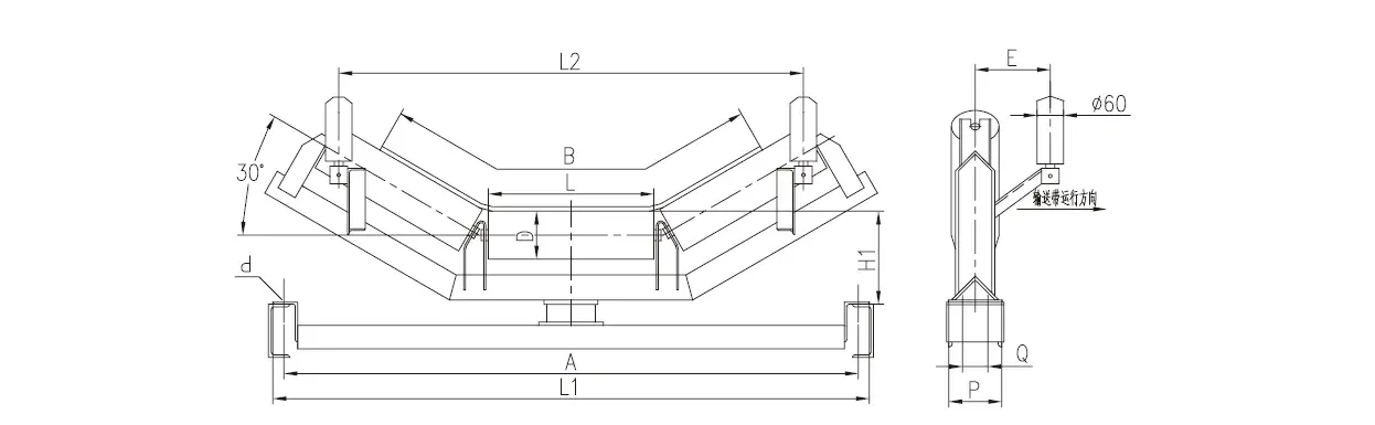 TD75 Belt Conveyor Tape Self-Aligning Idler for Mining Machinery