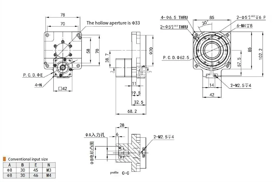 TH085 Series Precision Hollow Rotating Platform