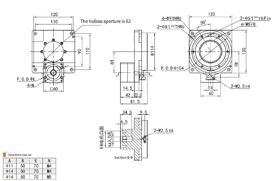 TH130 Series Precision Hollow Rotating Platform