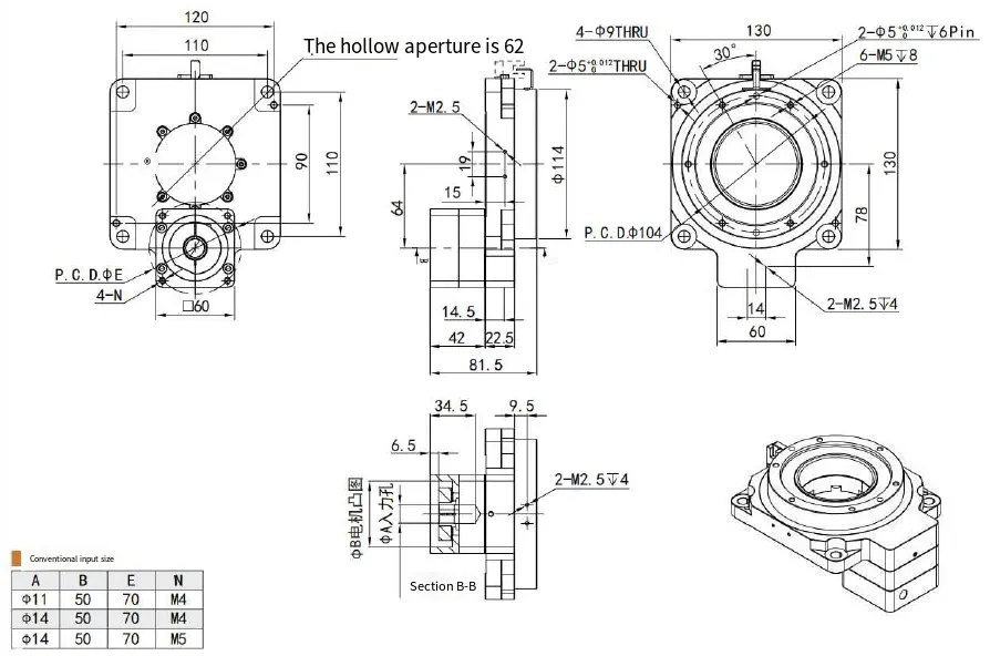 TH130 Series Precision Hollow Rotating Platform