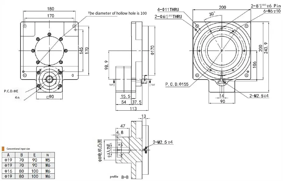 TH200 Series Precision Hollow Rotating Platform