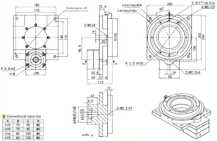 TH200 Series Precision Hollow Rotating Platform