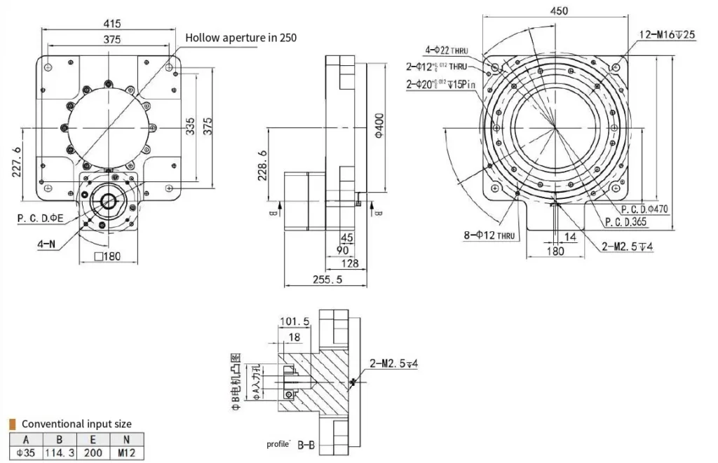 TH450 Series Precision Hollow Rotating Platform
