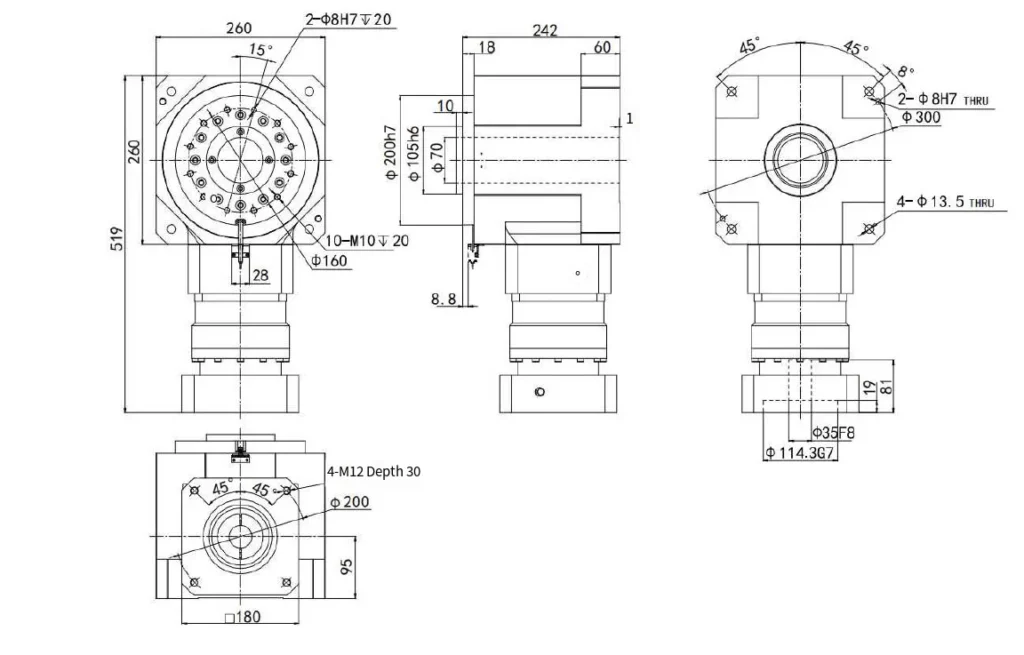 THD225 Series Precision Hollow Rotating Platform