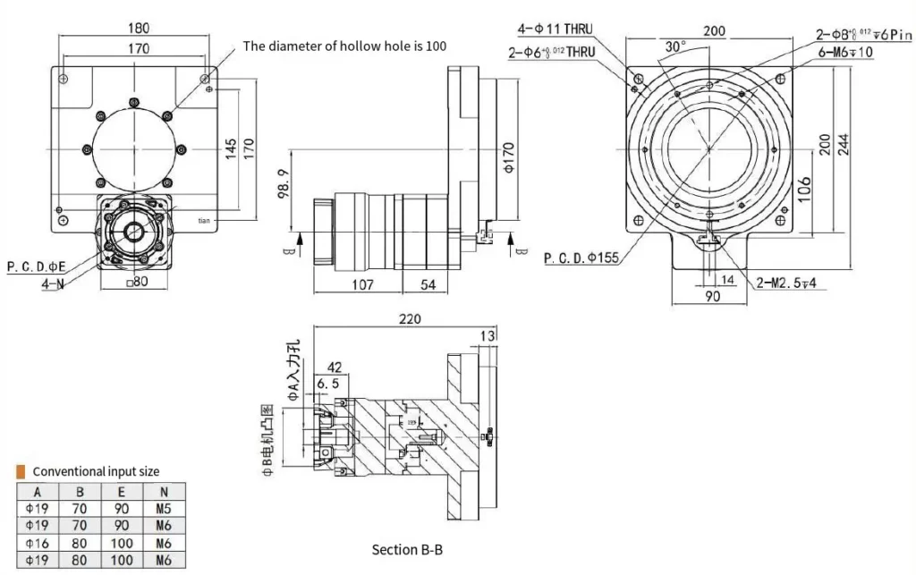 THG200 Series Precision Hollow Rotating Platform