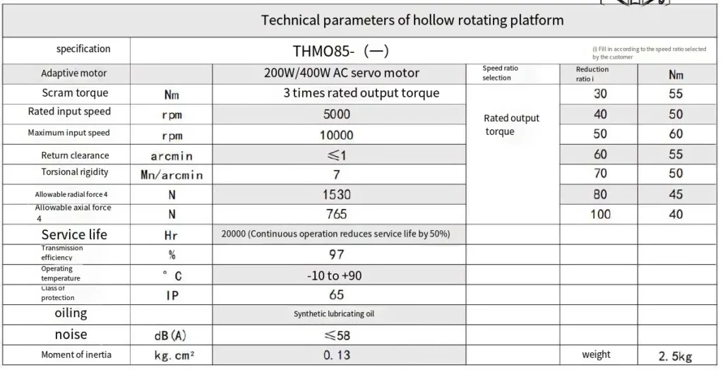 THM085 Series Precision Hollow Rotating Platform