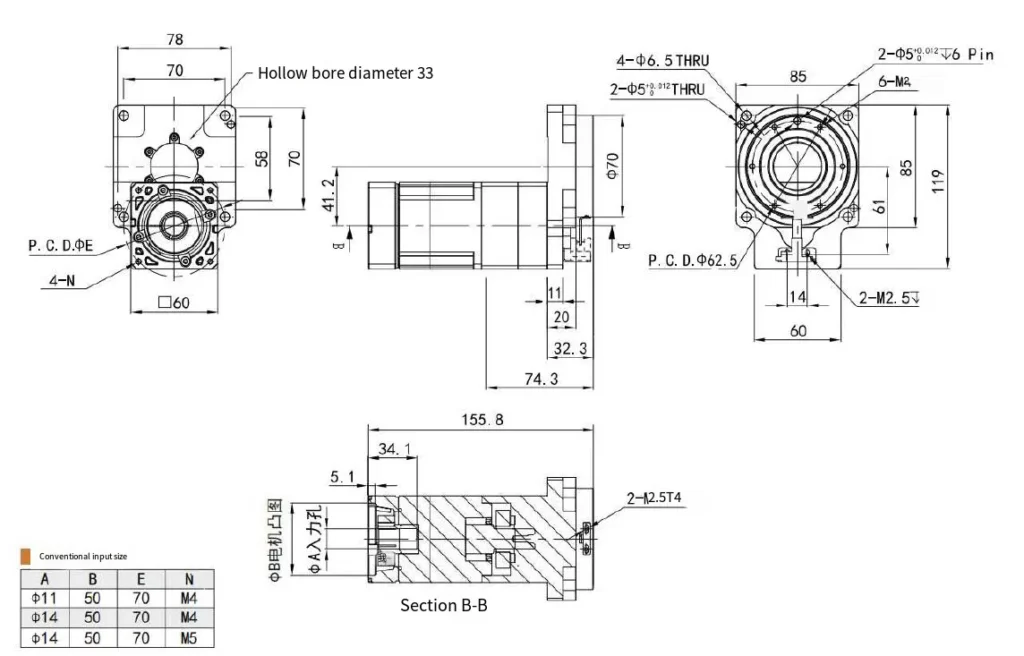 THM085 Series Precision Hollow Rotating Platform