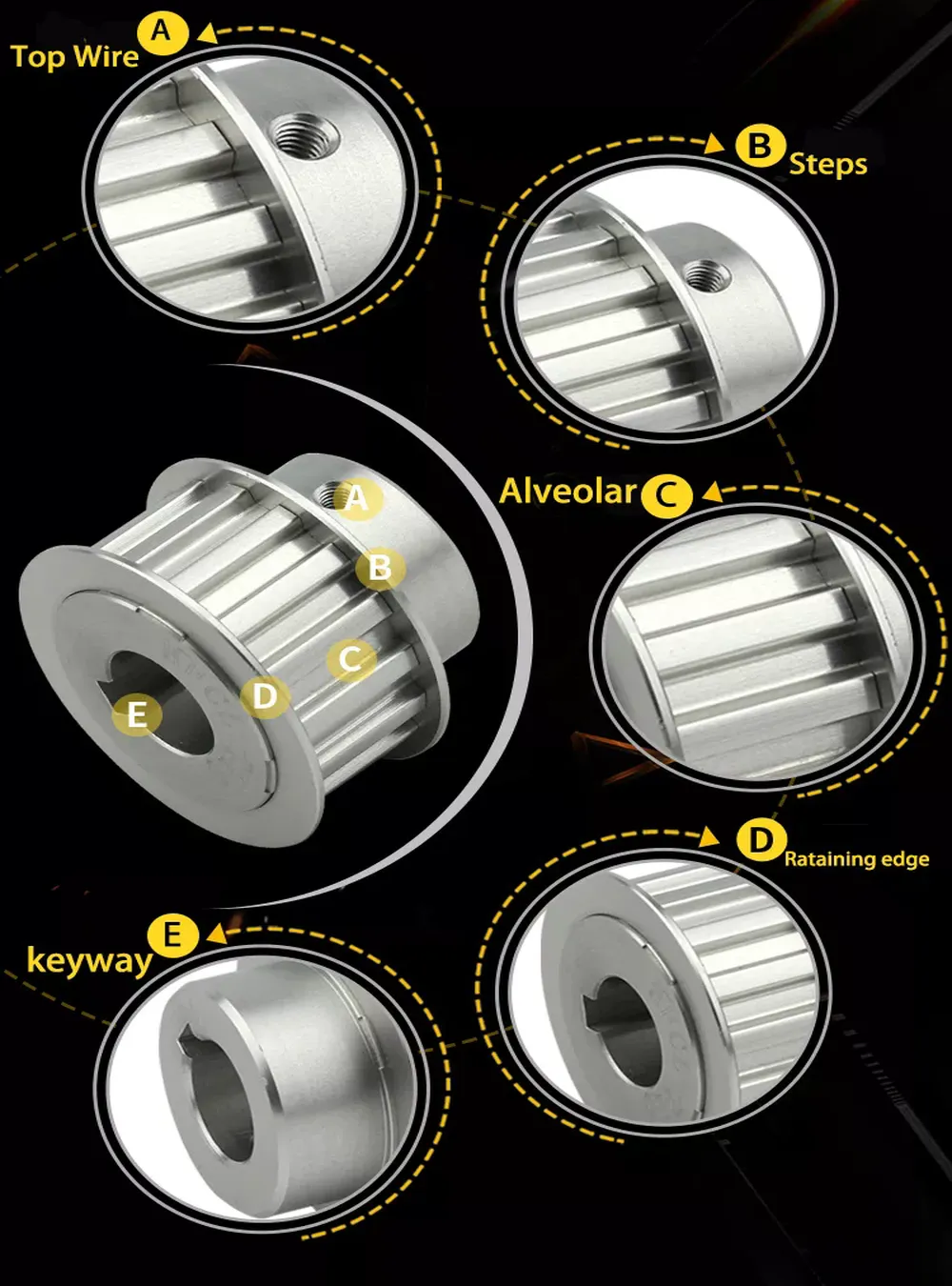 Light Load Drive Timing Belt Pulley T5/T10/T20 Type