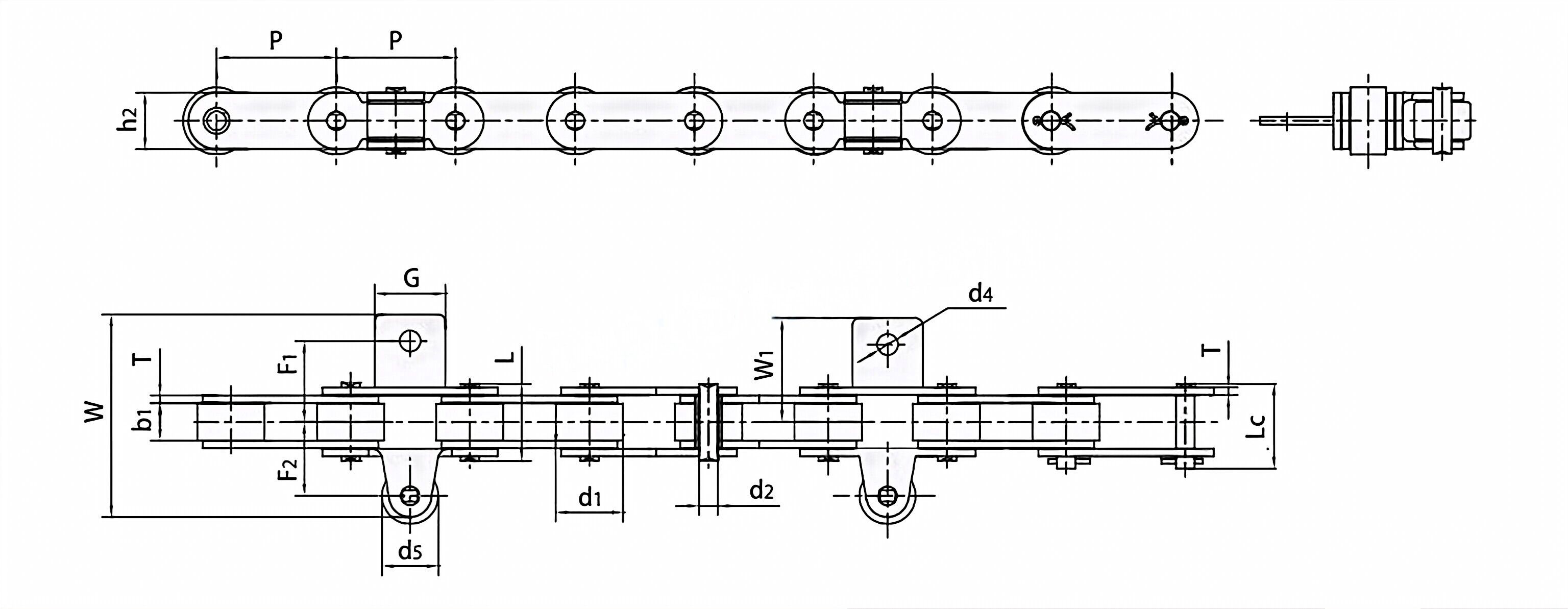 Tobacco Conveyor Chains C2082F35 C2082HF70