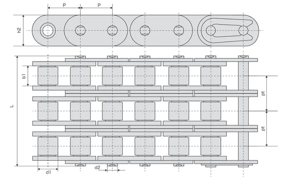 C12BSS-3 Triplex Stainless Steel Roller Chain with Straight Side Plates