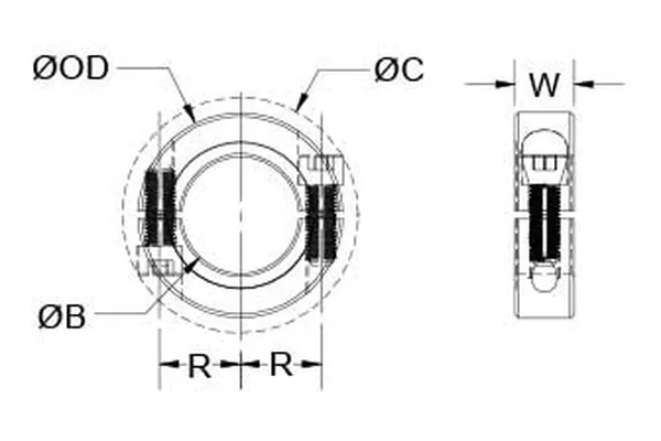 Two Piece Thin Line Shaft Collars (Shaft Clamps) Inch Series