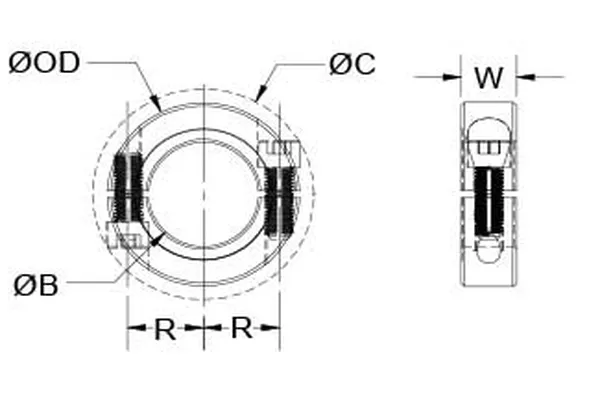 Two Piece Thin Line Shaft Collars (Shaft Clamps) Metric Series